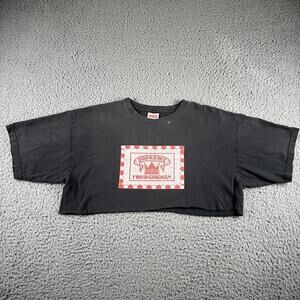 Supreme Fried Chicken Shirt Womens M Black Cotton Cropped Graphic Logo Tee USA